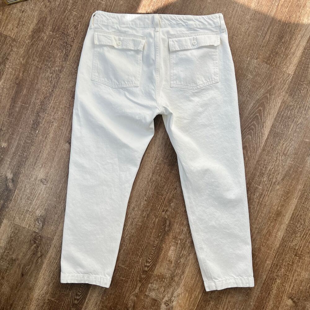 Edwin Malia Utility Denim White Jeans Boyfriend Eggshell - Picture 3 of 5
